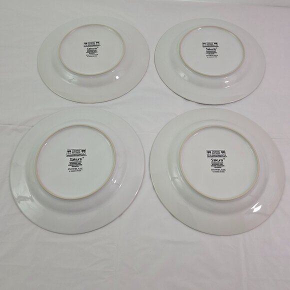 Sakura Debbie Mumm Snowflake 8” Stoneware Salad Luncheon Plates – Set of 4 - Picture 11 of 16